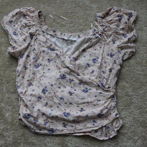 Astr Floral Blouse in Cream and Purple